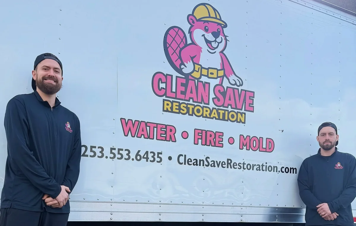 Clean Save Restoration team in front of their truck